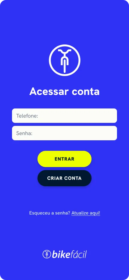 Bike Fácil app login screen