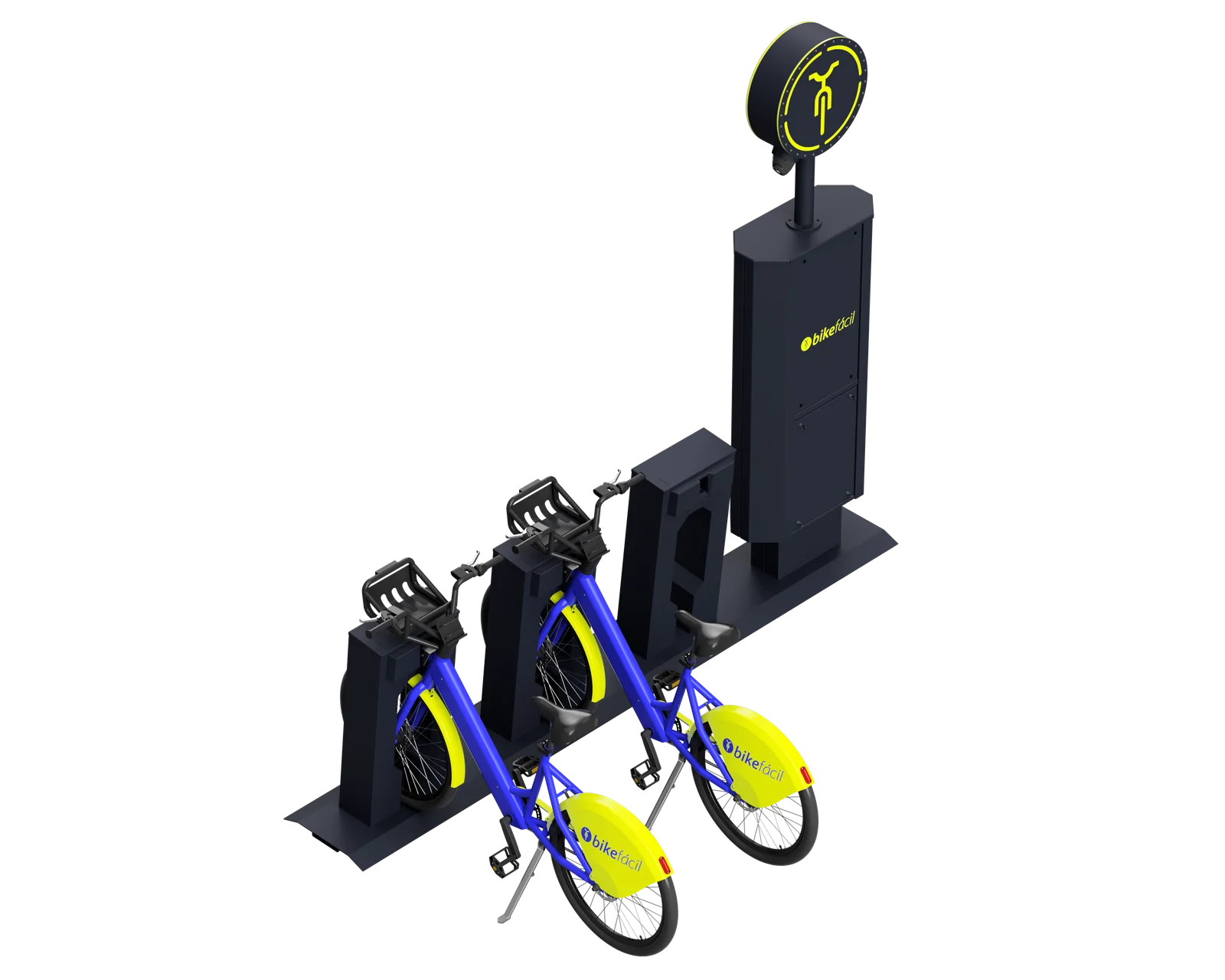 Bike sharing station with bicycles