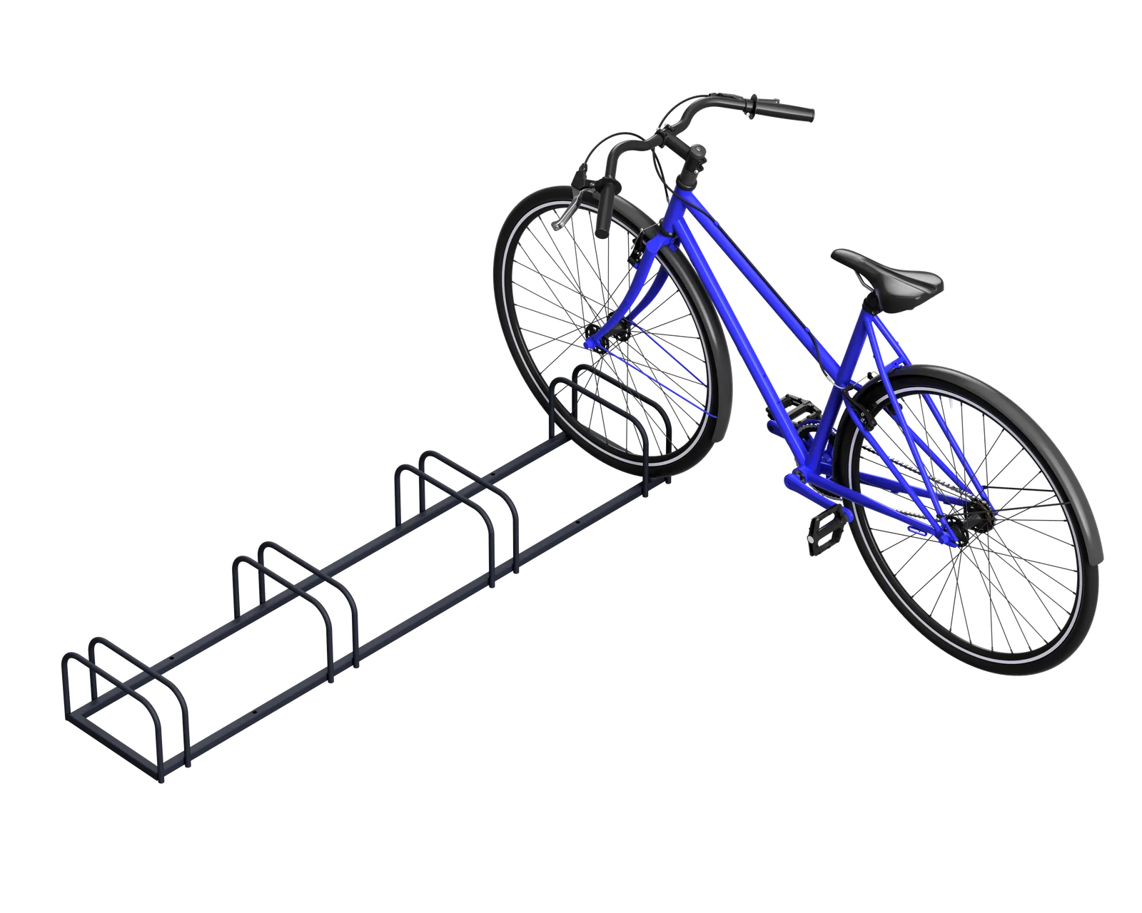 Floor bike rack holding a bicycle